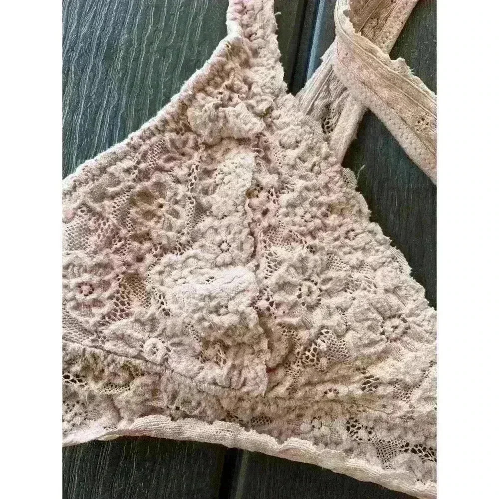 Aerie Lace Pullover Racerback Bralette Size Medium Pink - Picture 5 of 7